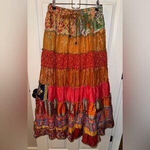 Bohemian Patchwork Maxi Skirt - Multicolor